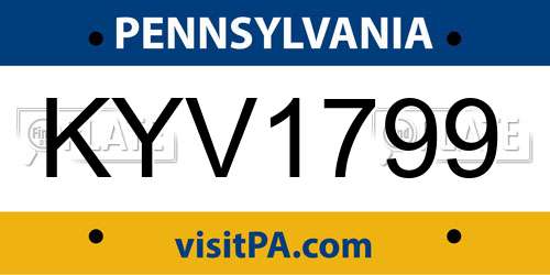 KYV1799 Pennsylvania License Plate