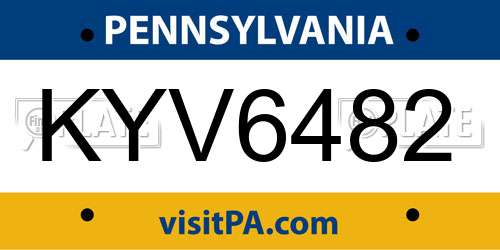 KYV6482 Pennsylvania License Plate