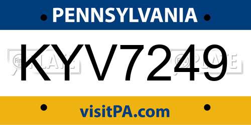 KYV7249 Pennsylvania License Plate