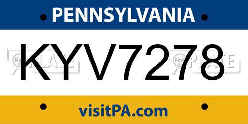 KYV7278 Pennsylvania License Plate