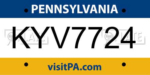 KYV7724 Pennsylvania License Plate