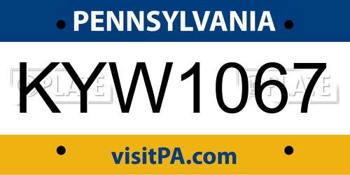 KYW1067 Pennsylvania License Plate