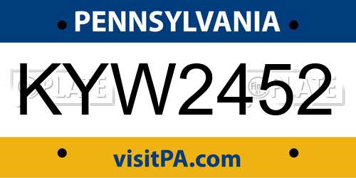 KYW2452 Pennsylvania License Plate