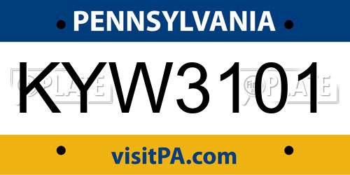 KYW3101 Pennsylvania License Plate