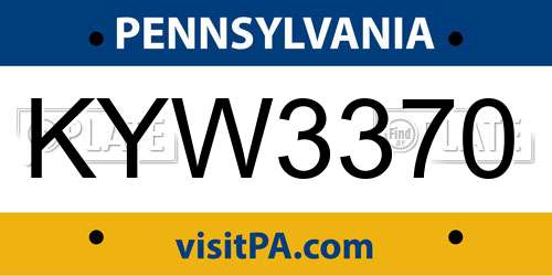 KYW3370 Pennsylvania License Plate