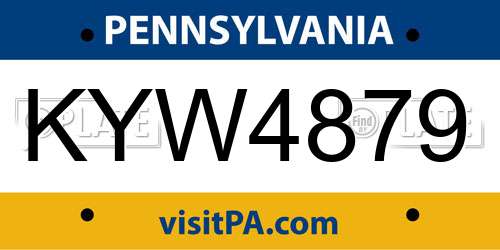 KYW4879 Pennsylvania License Plate