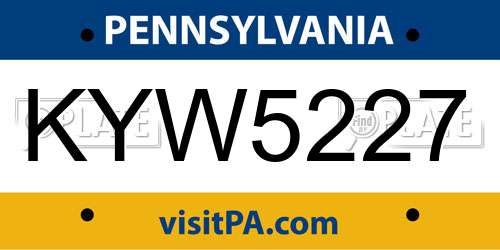 KYW5227 Pennsylvania License Plate