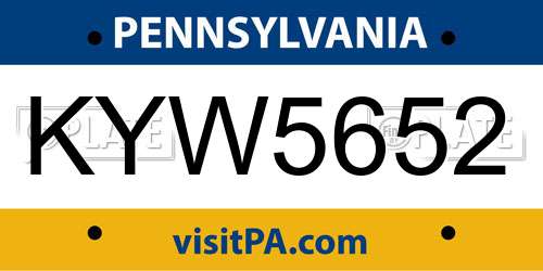KYW5652 Pennsylvania License Plate