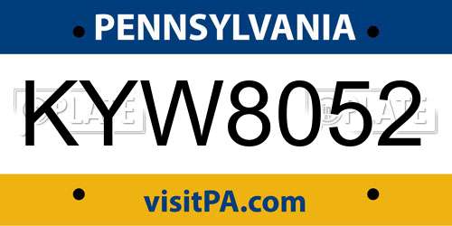 KYW8052 Pennsylvania License Plate