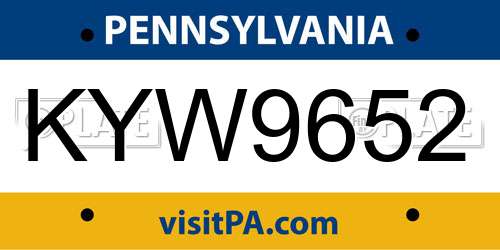 KYW9652 Pennsylvania License Plate