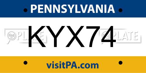 KYX74 Pennsylvania License Plate