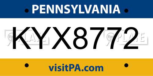 KYX8772 Pennsylvania License Plate