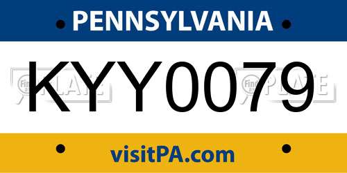 KYY0079 Pennsylvania License Plate