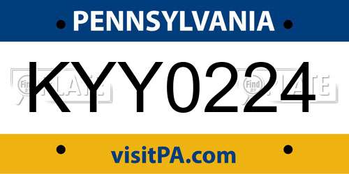KYY0224 Pennsylvania License Plate