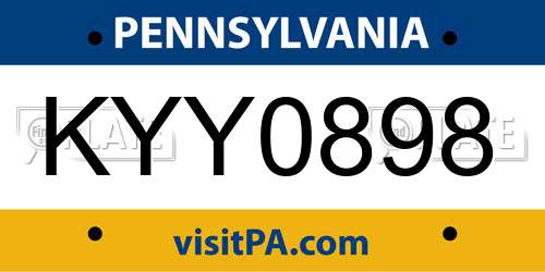 KYY0898 Pennsylvania License Plate