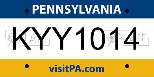 KYY1014 Pennsylvania License Plate
