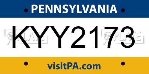 KYY2173 Pennsylvania License Plate