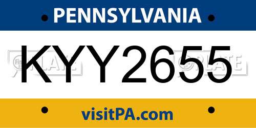 KYY2655 Pennsylvania License Plate