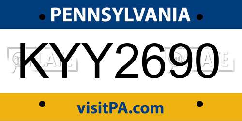 KYY2690 Pennsylvania License Plate