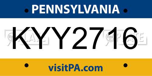 KYY2716 Pennsylvania License Plate