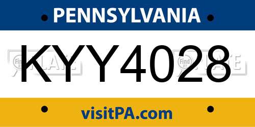 KYY4028 Pennsylvania License Plate