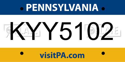 KYY5102 Pennsylvania License Plate