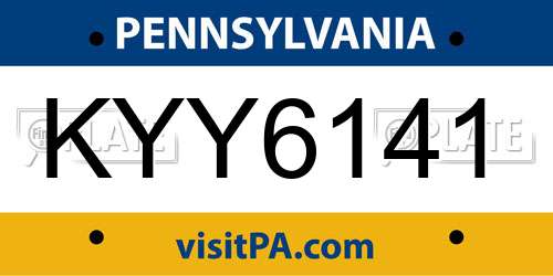 KYY6141 Pennsylvania License Plate