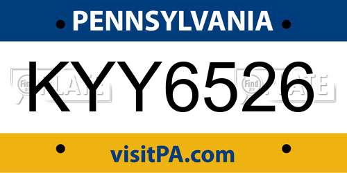 KYY6526 Pennsylvania License Plate