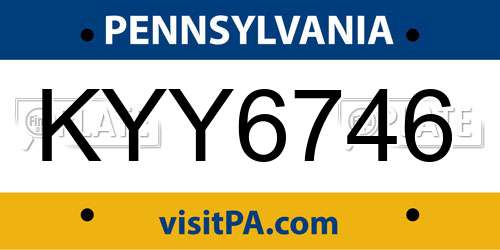 KYY6746 Pennsylvania License Plate