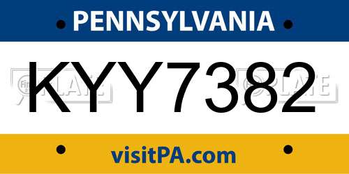 KYY7382 Pennsylvania License Plate