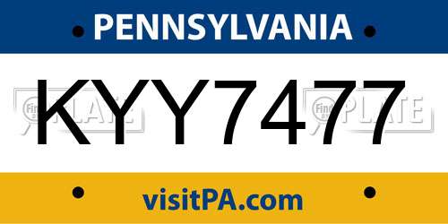 KYY7477 Pennsylvania License Plate