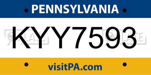 KYY7593 Pennsylvania License Plate