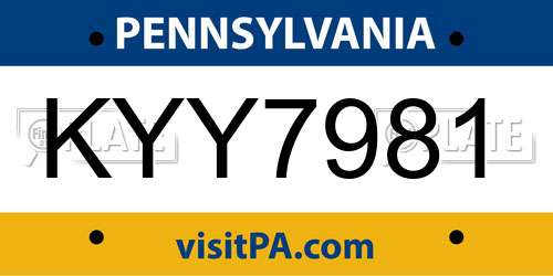 KYY7981 Pennsylvania License Plate