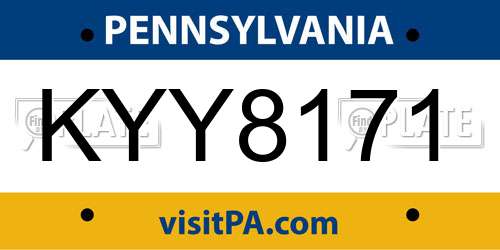 KYY8171 Pennsylvania License Plate