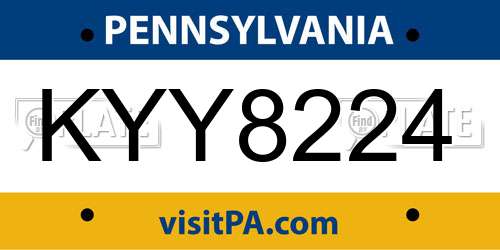KYY8224 Pennsylvania License Plate