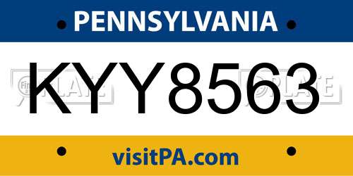 KYY8563 Pennsylvania License Plate