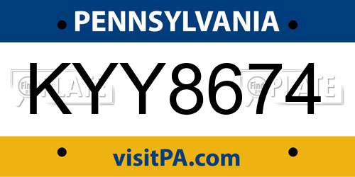 KYY8674 Pennsylvania License Plate