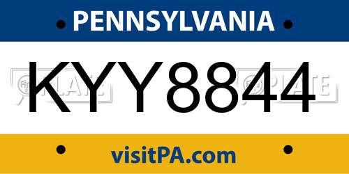 KYY8844 Pennsylvania License Plate