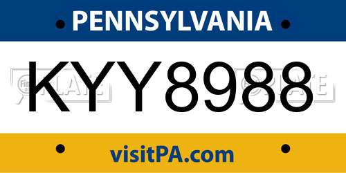 KYY8988 Pennsylvania License Plate