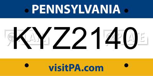 KYZ2140 Pennsylvania License Plate
