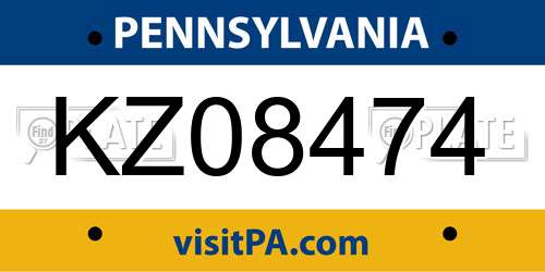 KZ08474 Pennsylvania License Plate