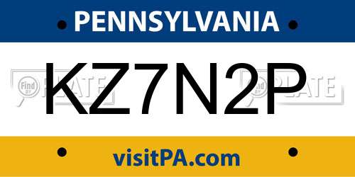 KZ7N2P Pennsylvania License Plate
