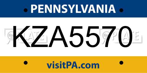 KZA5570 Pennsylvania License Plate