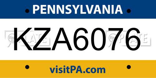 KZA6076 Pennsylvania License Plate