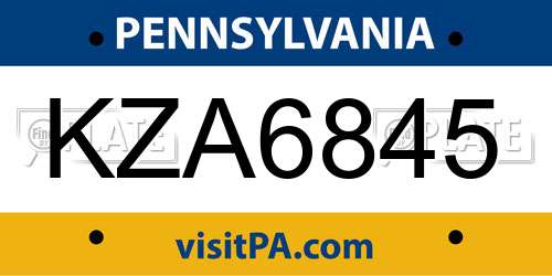 KZA6845 Pennsylvania License Plate