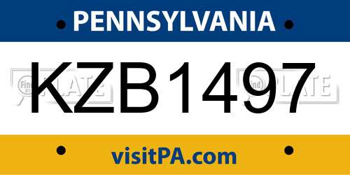 KZB1497 Pennsylvania License Plate