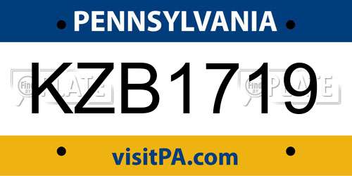 KZB1719 Pennsylvania License Plate
