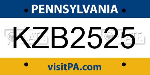 KZB2525 Pennsylvania License Plate