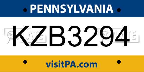 KZB3294 Pennsylvania License Plate
