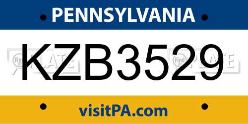 KZB3529 Pennsylvania License Plate